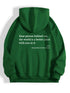 Green oversized hoodie with white motivational text, casual streetwear style, soft cotton blend