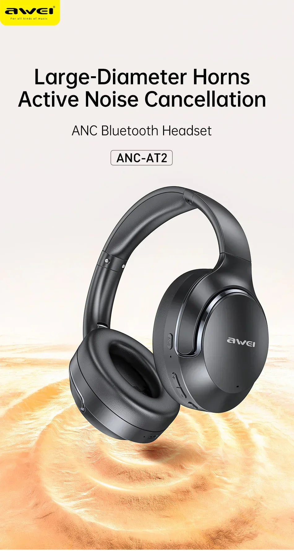 Black over-ear headphones with large cushioned earcups, matte finish, and padded headband.