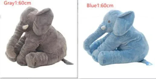 Gray and blue plush elephant toys, soft fabric, 60cm size, sitting position