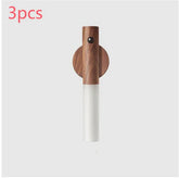 Minimalist wooden and white wall hook, modern design, smooth finish, 3-piece set
