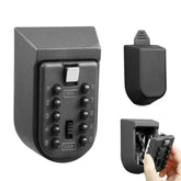Black wall-mounted combination key lock box with push-button keypad and secure metal case