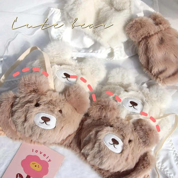 Fluffy bear-shaped shoulder bags in beige and white faux fur with soft teddy bear faces