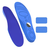 Blue ergonomic shoe insoles with cushioned foam material and supportive arch design