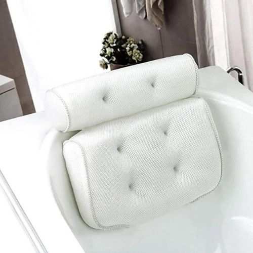 White 2-panel bathtub pillow providing neck and back support for relaxing baths