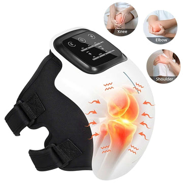 Adjustable black and white therapeutic wrap for joint pain relief, suitable for knee, elbow, or shoulder.
