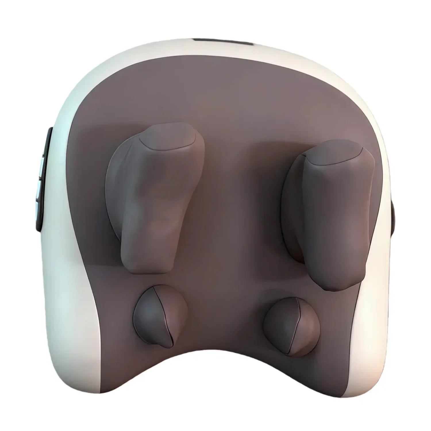 Ergonomic controller with four textured joysticks and buttons, matte gray and white finish.