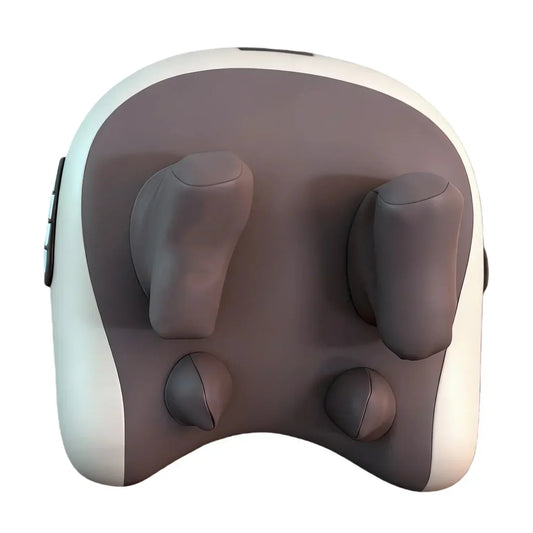 Ergonomic controller with four textured joysticks and buttons, matte gray and white finish.