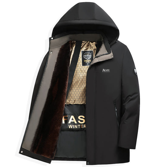 Business Casual Black And Gold Cotton-padded Coat Men&
