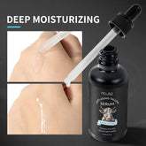 Hand applying clear anti-aging serum with dropper for deep moisturizing skincare