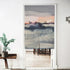 Abstract painting textile door curtain with soft pastel colors in modern minimalist interior