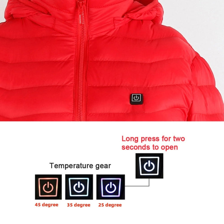 Red heated jacket coat with USB electric heating and temperature control button