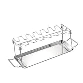 Stainless steel grilling rack with drip tray, silver color, rectangular design