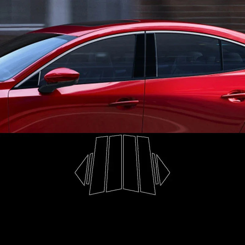 Red car side profile with tinted windows and sleek, modern aerodynamic design