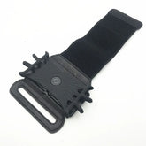 Black adjustable nylon strap with a wide plastic buckle and modern design