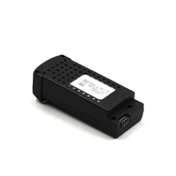 Rectangular black tech accessory with vented design and connector port, plastic casing