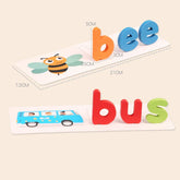 Colorful wooden letter puzzles spelling &