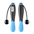 Black and blue cordless digital jump rope with ergonomic handles and LCD display