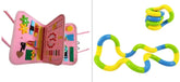 Colorful interactive busy book with puzzles and fidget toy, educational activity set