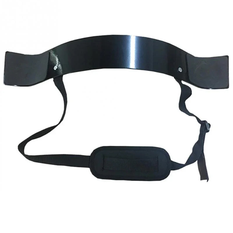 Black arm blaster with adjustable nylon strap and padded support, modern fitness accessory