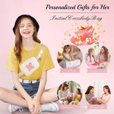 YOOLIFE Initial Crossbody Bag personalized fanny pack with embroidered letter for women and girls, lightweight adjustable belt bag for travel and gifts