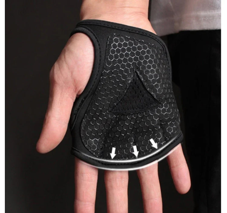 Black fingerless glove with hexagonal grip pattern and snug fit for streetwear style