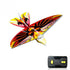 Colorful remote control bird toy, red and yellow wings, lightweight plastic body