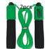 Green jump rope with black foam handles and digital counter, two-piece set.