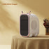 White and pink portable mini heater with honeycomb front grill, modern home decor