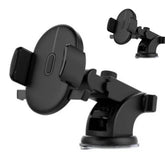 Black adjustable phone holder mount with suction base, modern minimalist design.