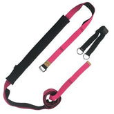 Adjustable pink and black nylon strap with metal D-rings, modern streetwear accessory