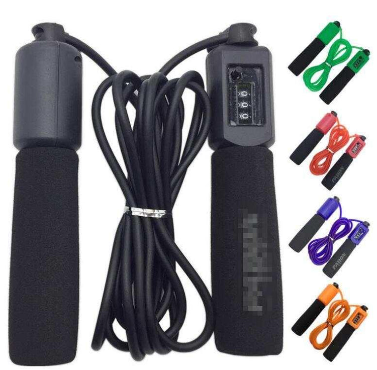 Jump rope with foam handles, digital counter, and multiple color options
