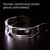Futuristic LED light up visor glasses with transparent acrylic frame, black side panels