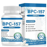 White and blue container and box of BPC-157 1000mcg dietary supplement capsules.