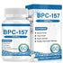 BPC-157 1000mcg dietary supplement bottle and box with 60 capsules, white and blue packaging.