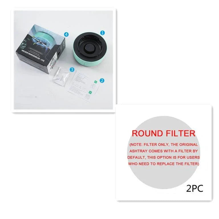 Round replacement filter for air purifier or smokeless ashtray, mint green and black, 2 pieces.