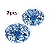 Two blue circular cage mini drones with open grid design, lightweight plastic material