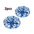 Two blue circular cage mini drones with open grid design, lightweight plastic material
