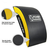 Black and yellow abdominal mat with high-density foam and non-slip PVC leather cover.
