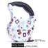 White retractable dog leash with colorful butterfly and flower pattern, ergonomic black handle