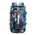 Colorful leaf print backpack with adjustable straps, durable fabric, and modern streetwear style.