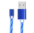 Blue USB charging cable with braided nylon material and magnetic connector