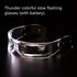 Futuristic clear LED light-up visor glasses with etched design, tech streetwear accessory