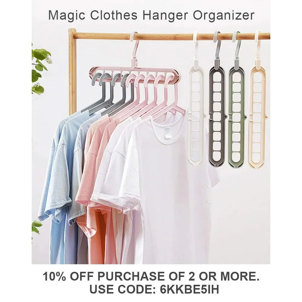 Pastel t-shirts on multi-slot space-saving hangers, soft cotton, relaxed fit.