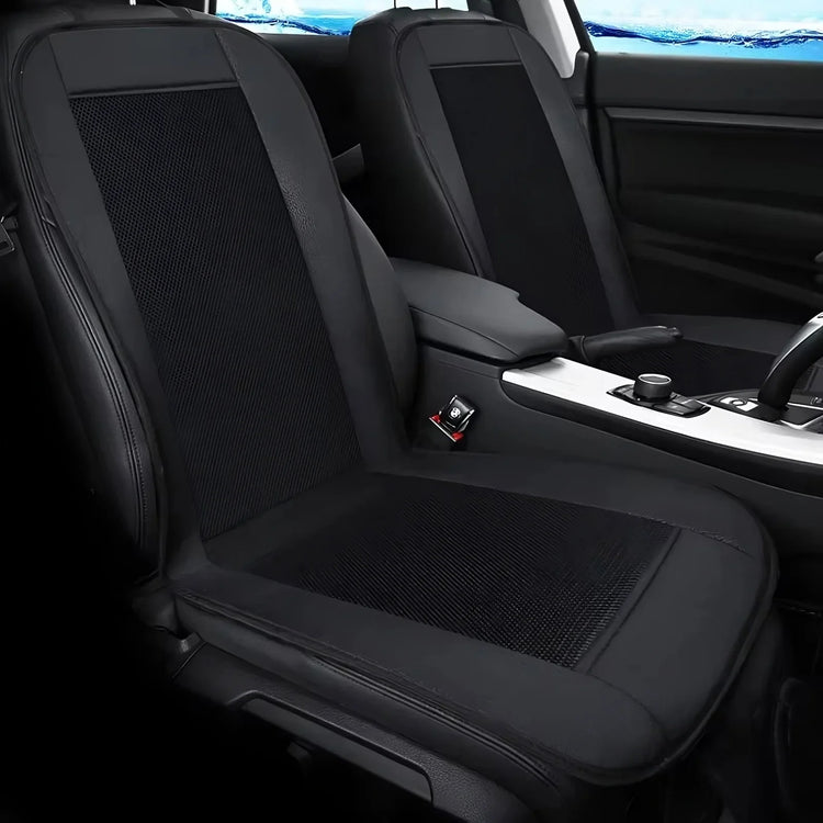 Black breathable mesh car seat covers with ergonomic fit on modern car seats