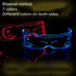 Futuristic LED light-up visor glasses in red and blue colors, techwear accessory, unisex fit