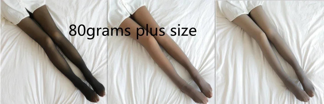 Sheer plus size tights in black, brown, and nude, lightweight 80 grams, relaxed fit