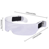 Clear futuristic visor with black adjustable straps, lightweight plastic, 170mm wide, 45mm tall