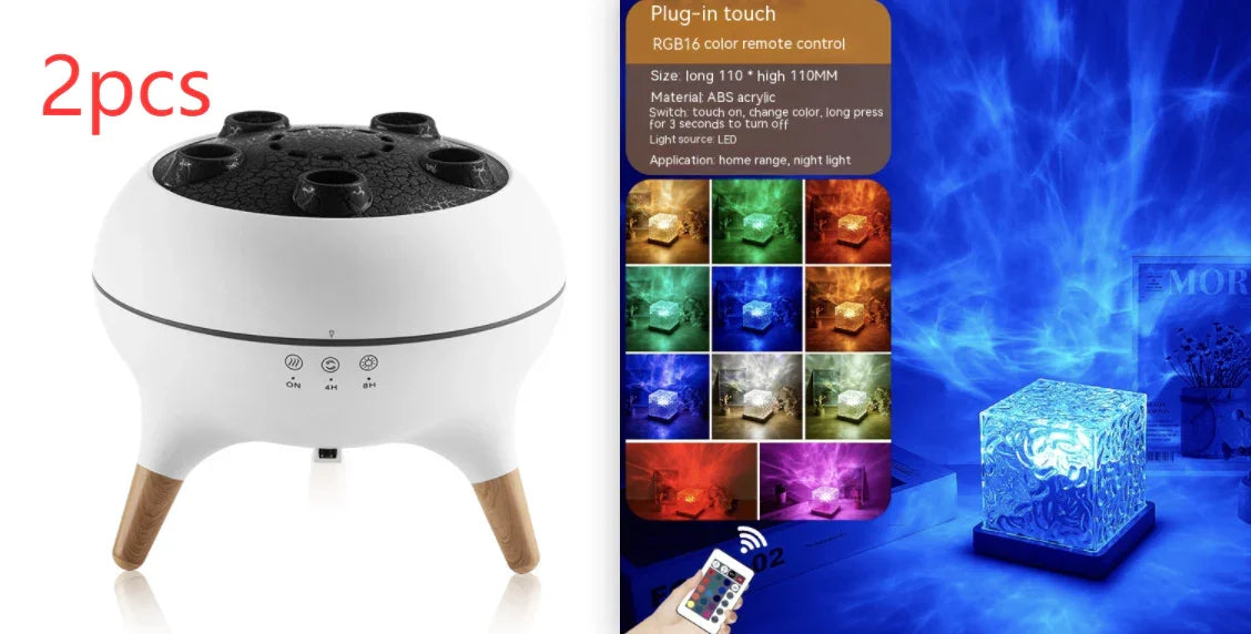 Modern RGB LED night light cube with remote control, multiple color options, and touch feature