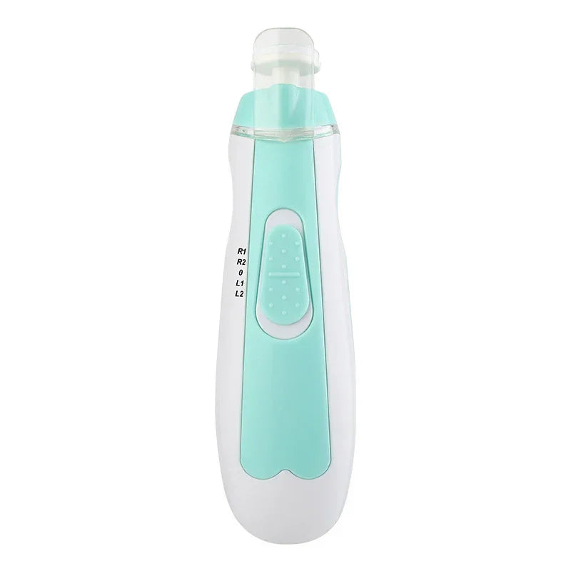 White and mint green electronic skincare device with ergonomic grip and control buttons