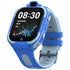 Blue sporty smartwatch with silicone strap, touchscreen, and digital display